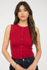 Sleeveless Button Down Knit Top (Reg.)- 4 Colors