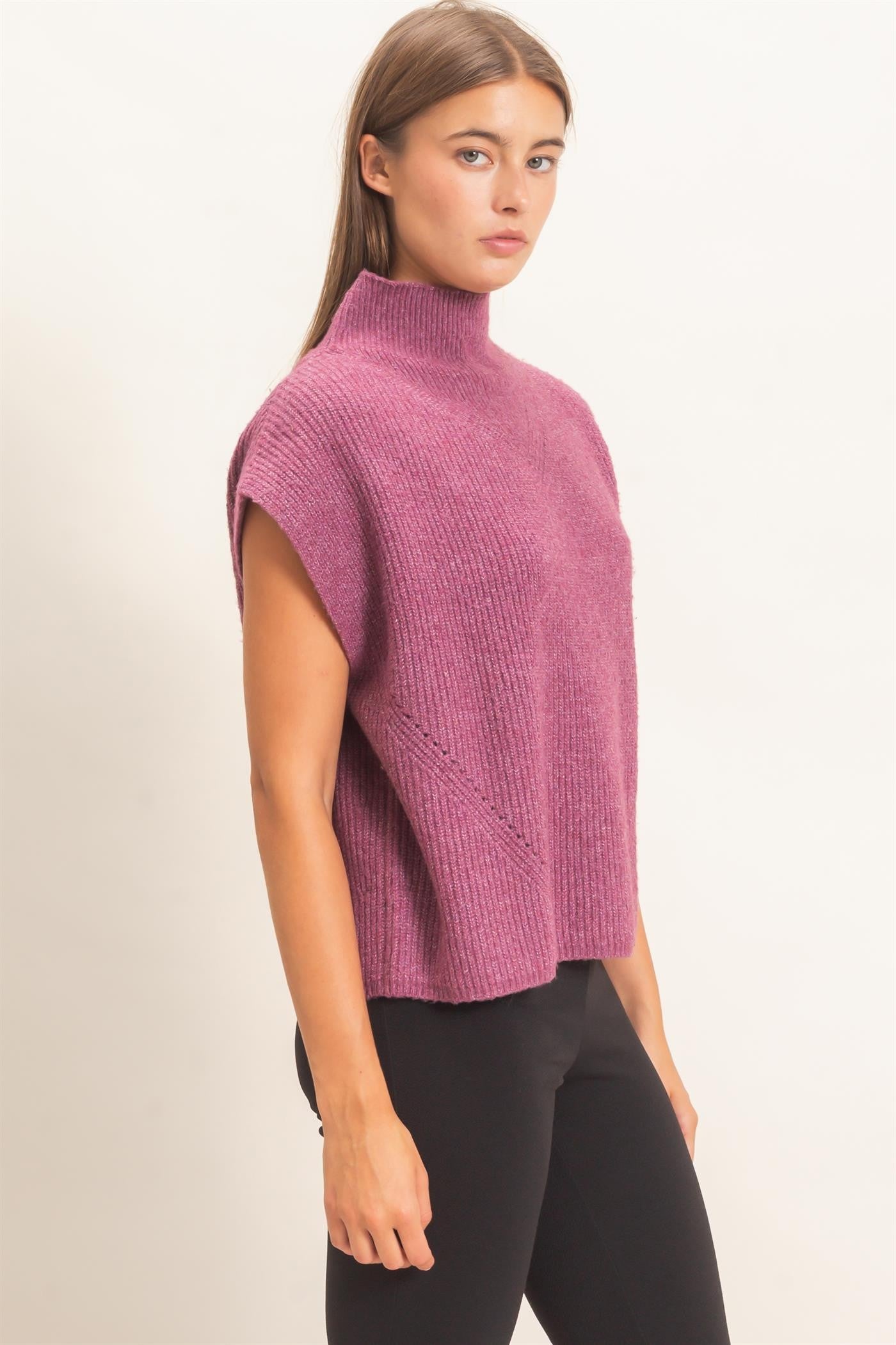 Sleeveless High Neck Sweater Top (Reg.) - 5 Colors