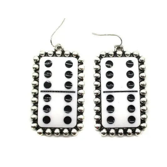 White Domino Dangle Earring