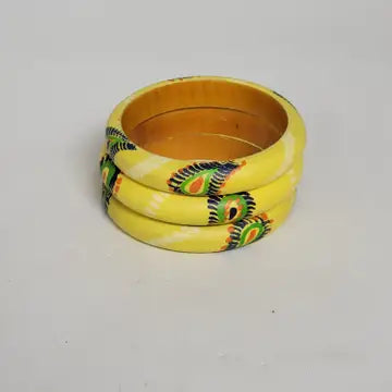 Bohemian Hand-Painted Wooden Bangle Set (6 Colors)