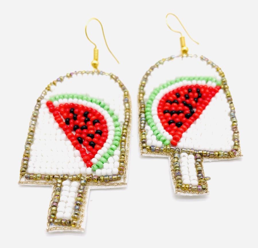 Watermelon Popsicle Beaded Earrings