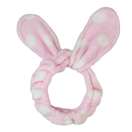 Pink Polka Dot Bunny Twist Headband